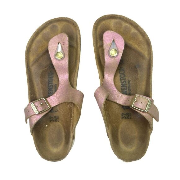 Birkenstock Gizeh Washed Metallic Pink Leather Sandals - Size 37 (US 6-6.5) - Picture 1 of 6